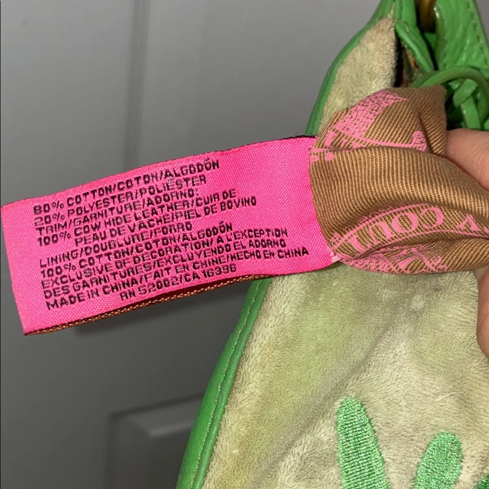 Y2K VINTAGE JUICY COUTURE Viva La Juicy Green VELOUR LEATHER Hobo Bag PURSE